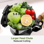 AMZCHEF Juicer Machines, 5.8" Extra Self-Feeding Cold Press Juicer for Whole Vegetable & Fruit, Juice Extractor Machine with Large Auger & Triple Strainers, Easy to Clean, High Juice Yield - Image 3