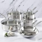 Martha Stewart Castelle 10 Piece 18/8 Durable Stainless Steel Induction Safe Non-Toxic Triply Bottom Kitchen Pots and Pans Cookware Set - Dishwasher Safe - Image 4