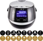Yum Asia Sakura Rice Cooker with Ceramic Bowl and Advanced Fuzzy Logic (8 Cup, 1.5 Litre) 6 Rice Cook Functions, 6 Multicook Functions, Motouch LED Display, 120V Power (Black and Silver) - Image 3