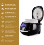 Yum Asia Sakura Rice Cooker with Ceramic Bowl and Advanced Fuzzy Logic (8 Cup, 1.5 Litre) 6 Rice Cook Functions, 6 Multicook Functions, Motouch LED Display, 120V Power (Black and Silver) - Image 4