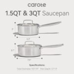 CAROTE 1.6Qt & 3Qt Stainless Steel Saucepan Set, Ceramic Pot Sets Non-Stick Non-Toxic Kitchen Cookware, Small Cooking Pots with Lids, Oven Safe, Induction Sauce Pan, Even Heating - Image 3