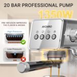 Espresso Machine with Steam Milk Frother, Adjustable Espresso Machine 20 Bar, Compact Espresso Maker for Latte & Cappuccino,Detachable Water Tank/Drip Tray - Image 3