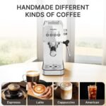Espresso Machine with Steam Milk Frother, Adjustable Espresso Machine 20 Bar, Compact Espresso Maker for Latte & Cappuccino,Detachable Water Tank/Drip Tray - Image 4