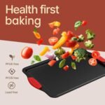 Baking Pan Set – 3 Piece Cookie Sheet – Deluxe Black Non-Stick Carbon Steel – Silicone Handles – Commercial Grade Restaurant Quality – PFOA PFOS and PTFE Free by Bakken - Image 4
