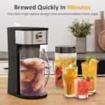 SUNVIVI Iced Tea Maker with 3-Quart Pitcher, Iced Coffee Brewing Maker for Ground Coffee, Tea Bags, Loose Leaf Tea, 7 Cups Coffee Machines for Home, Strength Control for Flavor, Black - Image 4