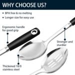 14-in Cooking Spoons Set, Heavy Duty 18/0 Stainless Steel Large Serving Spoons Set, Slotted Spoon, Cooking Spoon & Soup Ladle, Commercial and Residential Use, Pack of 3 - Image 5
