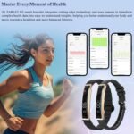 Smart Bracelet Health Tracker Steps Counting Bracelet Sleep Monitoring Smart Fitness Wristband Monitor Heart Rate Blood Oxygen Stress Value Silicone Strap (Black) - Image 3