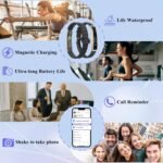 Smart Bracelet Health Tracker Steps Counting Bracelet Sleep Monitoring Smart Fitness Wristband Monitor Heart Rate Blood Oxygen Stress Value Silicone Strap (Black) - Image 4