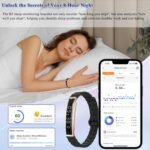 Smart Bracelet Health Tracker Steps Counting Bracelet Sleep Monitoring Smart Fitness Wristband Monitor Heart Rate Blood Oxygen Stress Value Silicone Strap (Black) - Image 5