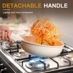 Astercook Ceramic Non-stick Cookware 21 Pcs Pots and Pans Set, Detachable Handle, RV Kitchen Non Stick Cooking Set Removable Handles, Oven Safe, Induction Ready, Stackable, Cream White - Image 4