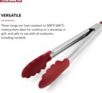 KitchenAid Silicone Stainless Steel Tongs, 12 Inch, Red - Image 4