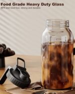 Cold Brew Coffee Maker 64oz, Iced Coffee Maker with 304 Stainless Steel Filter, Mason Jar Pitcher with Lid and Spout (Black) - Image 5