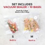 Chef Preserve Compact Vacuum Sealer for Food (Vacuum Sealer Machine + 10 Reusable Vacuum Bags) Powerful Handheld Vacuum Sealer Machine, Seal Meal Saver, Portable Food Sealer - Image 4
