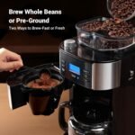 Gevi 10-Cup Drip Coffee Maker with Built-in Burr Grinder & Programmable Timer, 1.5L Water Tank, Auto Keep-Warm, Reusable Filter - Fresh Ground Coffee Machine (Black) - Image 3