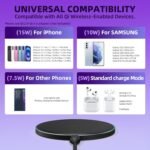Wireless Charger Compatible with iPhone 17 16 15 14 13 12 11 Pro Max/Mini/Plus/XR/X/8, 15W Max Fast Wireless Charging Pad Mat for Samsung Galaxy S23/S22/S21/S20/S10, Galaxy Buds - Image 3