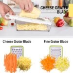 Cheese Grater with Container,5 In 1 Mandoline Slicer for Kitchen,Multi Purpose Vegetable Slicer, Easy to Clean Vegetable Chopper,Cheese Shredder,Julienne Slicer and Peeler - Image 4