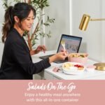 Bentgo Salad Container - 54 oz Bowl with 4-Compartment Toppings Tray, Dressing Container, Reusable Fork, BPA-Free Lunch Box for Meal Prep & Food Storage; Removable Bento Tray (Blush Marble) - Image 3