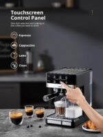 UDI Espresso Machine, 20 Bar Automatic Cappuccino & Latte Coffee Maker, Auto or Manual Quick Brew Dual Boiler, Touchscreen Espresso Maker (Black+Sliver) - Image 4