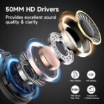 OneOdio Bluetooth Over Ear Headphones, 110 Hrs Wireless/Wired Stereo Sound Foldable Headsets with Deep Bass 50mm Neodymium Drivers for PC/Computer/Podcast- Studio Wireless Pro C, Black - Image 4