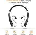 Foldable Bluetooth Headset, Beartwo Lightweight Retractable Bluetooth Headphones for Sports&Exercise, Noise Cancelling Stereo Neckband Wireless Headset (with carry case) - Image 4