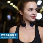 Small Bluetooth Headphones Wrap Around Head - Sports Wireless Headset with Built in Microphone and Crystal-Clear Sound, Foldable and Carried in The Purse, and 12-Hour Battery Life, Blue - Image 4
