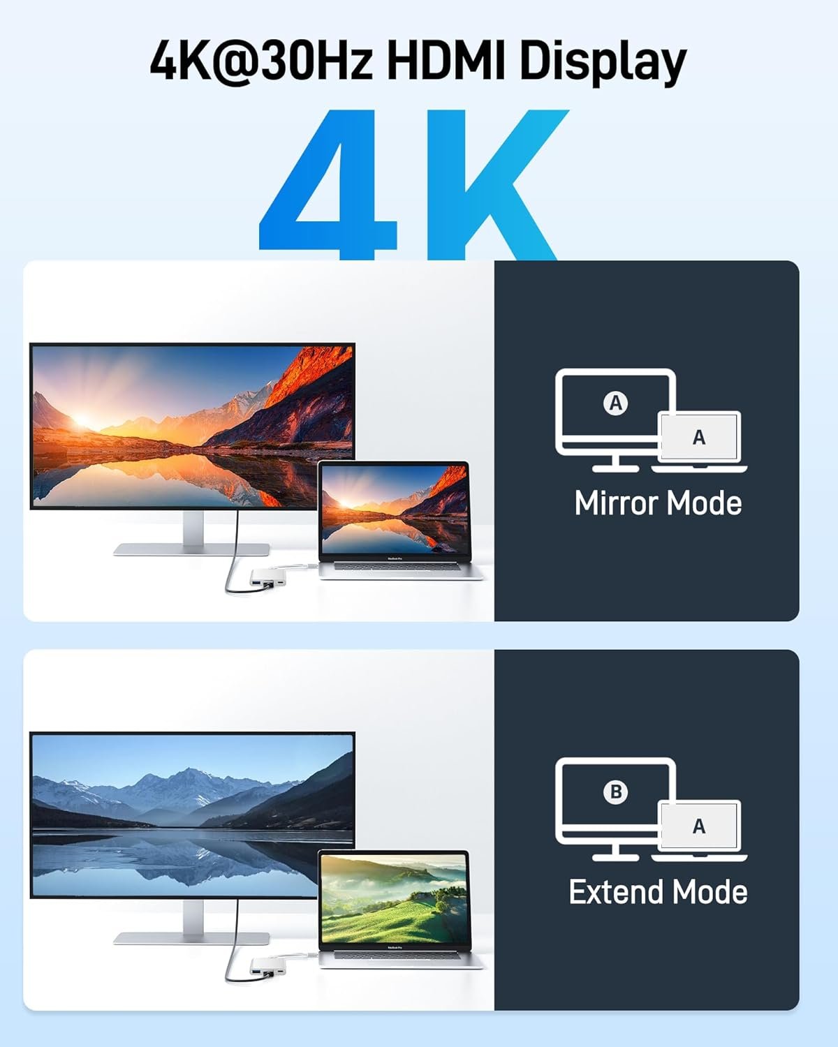 Acer USB C to HDMI Adapter, 4K USB C Hub with 100W PD, USBA 3.0 Port, HDMI to USBC Multiport Digital AV Converter for MacBook Pro/Air, iPad, Tablets, TV, Monitor and More (Silver) - Image 4