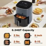 OLIXIS Air Fryer 6 Quart with Window Square Air Fryer 12-in-1 Air Fry, Roast, Reheat, Dehydrate, Bake, Steam, Fries, Custard, Chicken, Wings, Sea Food, Vegetabels,400F Grey - Image 4