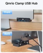 USB Hub 3.0, 5Gbps Clamp USB Hub for Desk/Monitors with Extra Power Supply Port, 3 USB-A Data Ports, USB-C Data Port for iMac Pro/iMac (Black) - Image 4