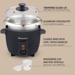 Elite Gourmet ERC003B Electric Rice Cooker with Automatic Keep Warm Makes Soups, Stews, Grains, Hot Cereals, 6 Cups Cooked (3 Cups Uncooked), Black - Image 5