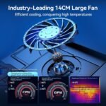 llano Gaming Laptop Cooler, V12 Laptop Cooling Pad Stand with 5.5inch Fan, Fast Cooling Computer Laptop 15.6-21in, Adjustable Speed, Touch Control, 3-Port USB A, A Mouse Pad Included - Image 3