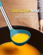 Silicone Pasta Fork and Ladle Spoon Set, Large Non Stick Kitchen Utensils for Cooking,Stirring,Serving Spaghetti, Soup, Sauce (BLUE) - Image 5