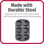 GoodCook Everyday Nonstick Steel Jumbo Texas Muffin Pan, 6-cup, Gray - Image 4