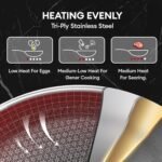 COOKER KING Stainless Steel Cookware Set, Pots and Pans Set Non Stick, Hybrid Ceramic Cookware, Frying Pans, Saucepans & Stock Pot with Glass Lid, Non-Toxic, Oven Safe, Induction Compatible - Image 4