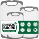 Freshware Cutting Boards for Kitchen, Chopping Board 3-Pack with Different Sizes, Juice Grooves and Non Slip Handles - Reversible, Large Cutting Board Set - Dishwasher Safe - Gray - Image 3