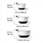 OXO Good Grips 3- Piece Plastic Mixing Bowl Set, 2500 ml,White/Black - Image 3