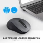 WisFox 2.4G Wireless Mouse for Laptop, Ergonomic Computer Mouse with USB Receiver and 3 Adjustable Levels, 6 Button Wireless Mice for Windows Mac PC Notebook (Grey) - Image 3