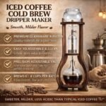 Nispira Iced Coffee Cold Brew Drip Tower Coffee Maker, 6–8 Cup Manual Cold Brew Brewer with Adjustable Valve, Wooden Frame & Glassware, Slow Cold Extraction System - Image 5