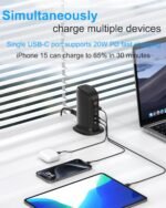 USB Charger 5 Ports USB C Charging Station PD 20W Fast Charging Hub for Multiple Devices iPhone, iPad and Tablets - Image 4
