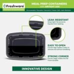 Freshware Meal Prep Containers [50 Pack] 1 Compartment with Lids, Food Storage Containers, Bento Box, BPA Free, Stackable, Microwave/Dishwasher/Freezer Safe (24 oz) - Image 5