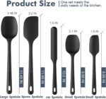 5 Pieces Silicone Spatula Set, Food Grade Rubber Spatula, Upgrade Strong Handle with Ergonomic Grip, Heat Resistant Up to 600°F for Nonstick Cookware, Cooking Black - Image 3