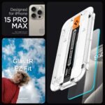 Spigen Tempered Glass Screen Protector [GlasTR EZ FIT] designed for iPhone 15 Pro Max [Case Friendly] - 2 Pack - Image 3