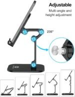OCYCLONE Phone Stand, Adjustable Height and Angle Foldable Cell Phone Stand Holder for Desk, Taller iPhone Stand Compatible with 4.7"-13" Smartphones iPad Tablet, Black - Image 3