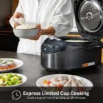 Tiger JPW-H18U Induction Heating Rice Cooker and Warmer with 14 Menu Presets and LCD Display (10-Cup, Mauve Black) - Image 4