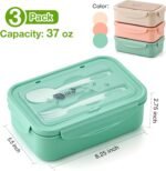 Mfacoy 3 Pack Bento Boxes for Adults/Kids, 1100 ML Bento Lunch Box With Spoon & Fork, Lunch Box Containers, Bento Box for Dining Out, Work, Picnic, BPA-Free, Microwave & Dishwasher Safe - Image 4