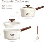 CAROTE 2QT & 3QT Sauce Pan Sets with Lid & Ladle Ceramic Nonstick Pot Set Non Toxic Saucepan Small Kitchen Cooking Pots, Easy to Clean, Induction Comptable, PFAS PTFE Free - Image 3