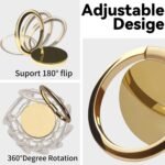Metal Cell Phone Ring Holder Finger Ring Stand, 360 Degree Rotation Ring Kickstand Grip Holder for Magnetic Car Mount, Gold - Image 3