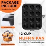 Yoehka 2 Pack Muffin Pan for Baking, Nonstick Cupcake Pan Set, Standard 12-Cups Muffin Tin for Baking Cupcakes, Carbon Steel Baking Supplies - Image 3