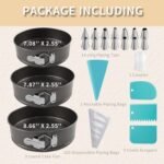 122PCs Cake Pan Sets for Baking, 7/8/9 Inch Round Cake Pans, Nonstick Springform Cake Pans, Cheesecake Baking Pans with 100 Pcs Piping Bags, 16 Pcs Nozzles, 3 Pcs Scrappers - Image 4