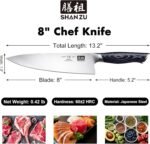 SHAN ZU 8 inch Japanese Chef Knife, Chefs Knife Kitchen Knives, Japanese Super Steel Sharp Chef's Knives with K133 Ergonomic Handle, Black Tortoise Genbu Series - Image 3