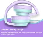 Kids Headphones, Wired Headphones for Kids Over Ear with Microphone, 85/94dB Volume Limiter Headphone for Girls Boys, Foldable Headphone for Learning & Entertainment,Gradient Purple - Image 6